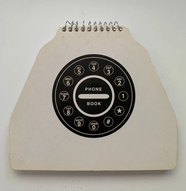 Rotary Phone Contacts Index Address Flip up Phone Book White Vtg Missing Tabs