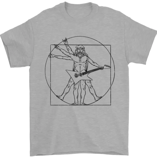 T-shirt da uomo chitarrista vitruviano Old Rocker 100% cotone