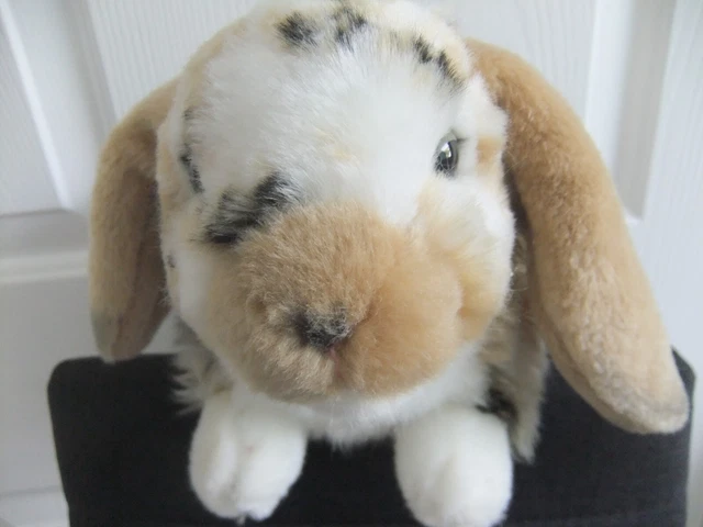 10& LIVING NATURE Black Tan Lop Eared Ear Bunny Rabbit Soft Cuddly Toy ...