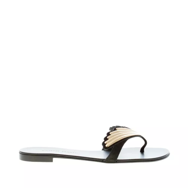 GIUSEPPE ZANOTTI women shoes Black suede 2.0 Cruel flat thong sandal E000166