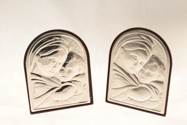 DLM - Calamita Magnete in Legno con Cuore Madonna e Bambino Gesù Segnaposto Confettata