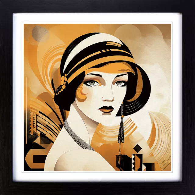 Art Deco Woman Retro Art No.1 Wall Art Print Framed Canvas Picture Poster Decor