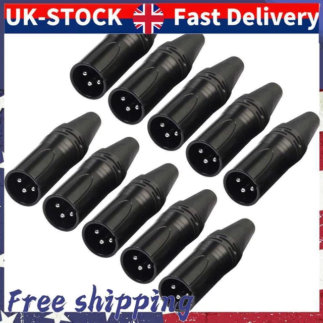 10pcs DIY Microphone XLR 3Pin Male Plug Connector Cable Solder Plug MIC Adapter