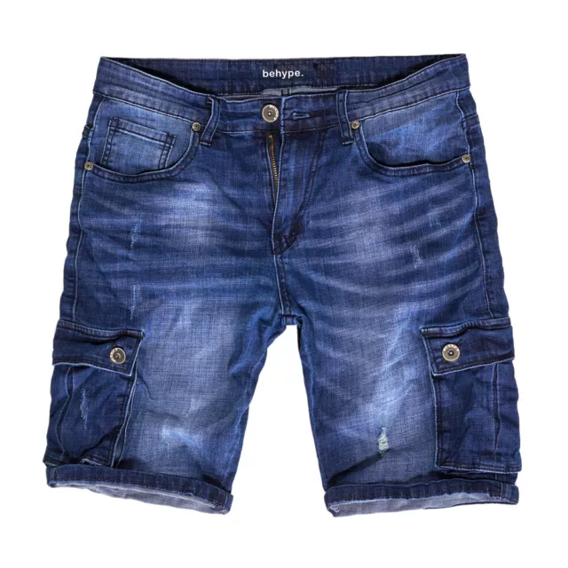 Herren Cargo Jeansshorts Kurze Hose Destroyed Bermuda-Hose 80-9161 BLAU NEU