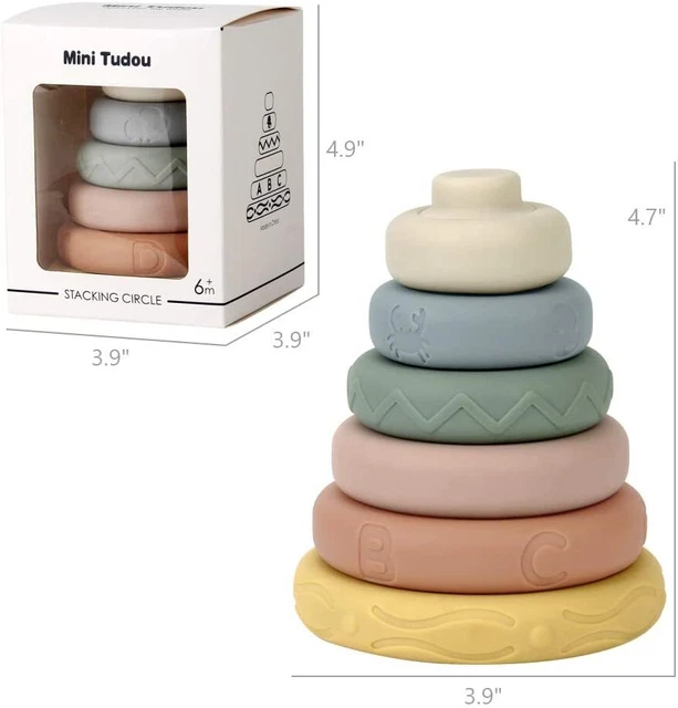 6PCS Stacking & Nesting Circle Toy,Soft Building Rings Stacker for Boys & Girls