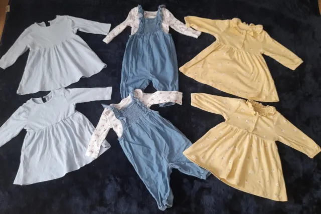 Baby Twin Girl Summer Spring Clothes Bundle 3-6 Months Dresses Dungarees