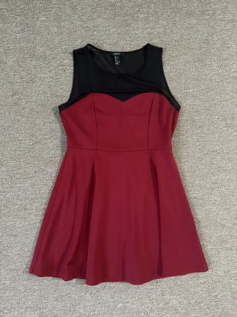 Forever 21 Dress Juniors Skater Short Burgundy black Mesh Size Large