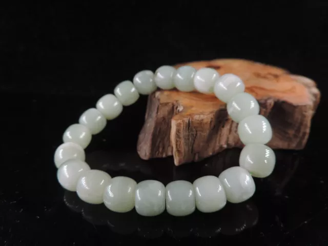 Hetian Jade Beads Bracelet Hand-Carving Jade Prayer Beads 2