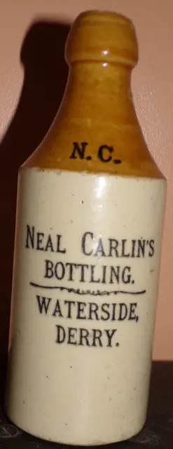 Old original Irish Beer Crockery Bottle Neal Carlin Bottling Waterside Derry