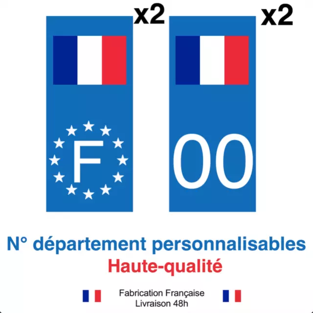 Stickers autocollant plaque d'immatriculation Drapeau FRANCE voiture bleu