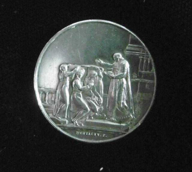Jolie Médaille De Mariage Ancienne En Argent – XIXe Siècle, Fabrication Française – Pièce De Collection Romantique
