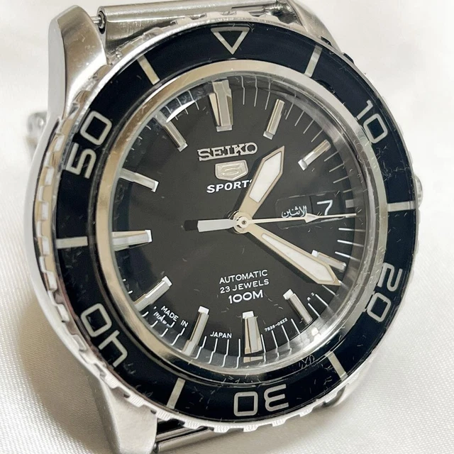 SEIKO 5 Sports SNZH55K1 7S36-04N0 Automatic Watch Fathoms Steel Black Mechanic