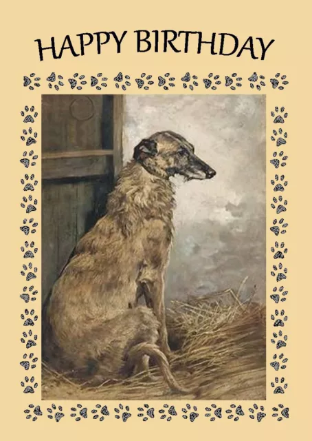 Deerhound Beautiful Sitting Dog Birthday Greetings Note Card