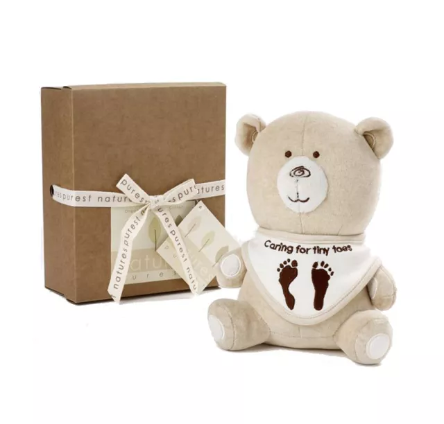 Natures Purest Hug Me Teddy Bear With Bib  Made With Organic Grown Cotton (0104)