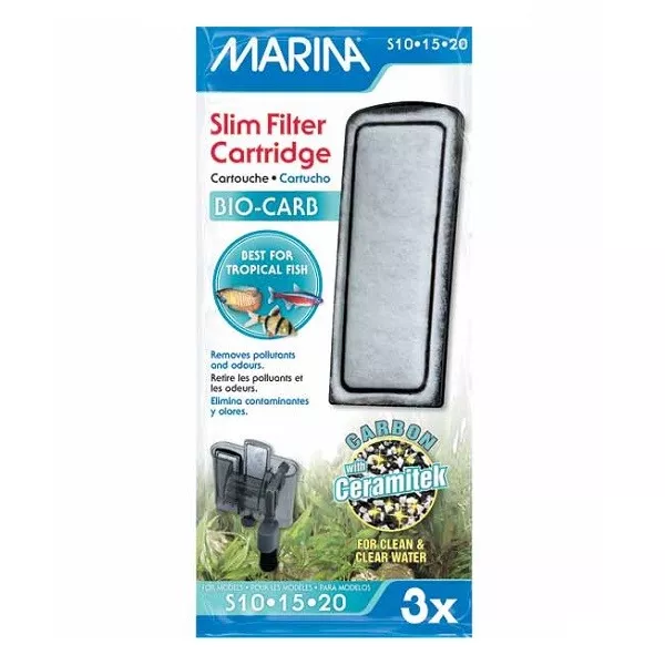 Marina Bio Carb Slim Filter Cartridge 3 Pack S10, 15, 20 Aquarium Tropical Fish