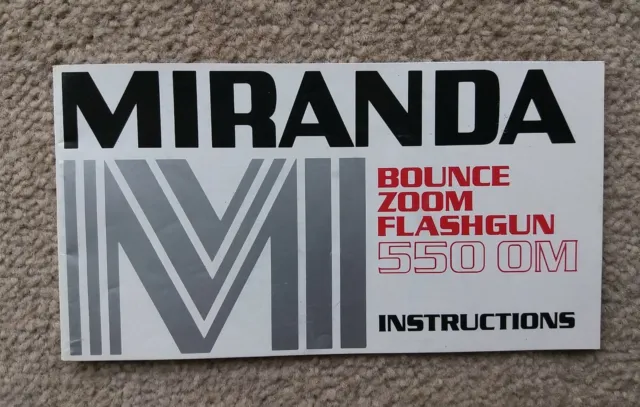 Miranda Bounce Zoom Flashgun 550 OM Owner's Manual Instruction Booklet