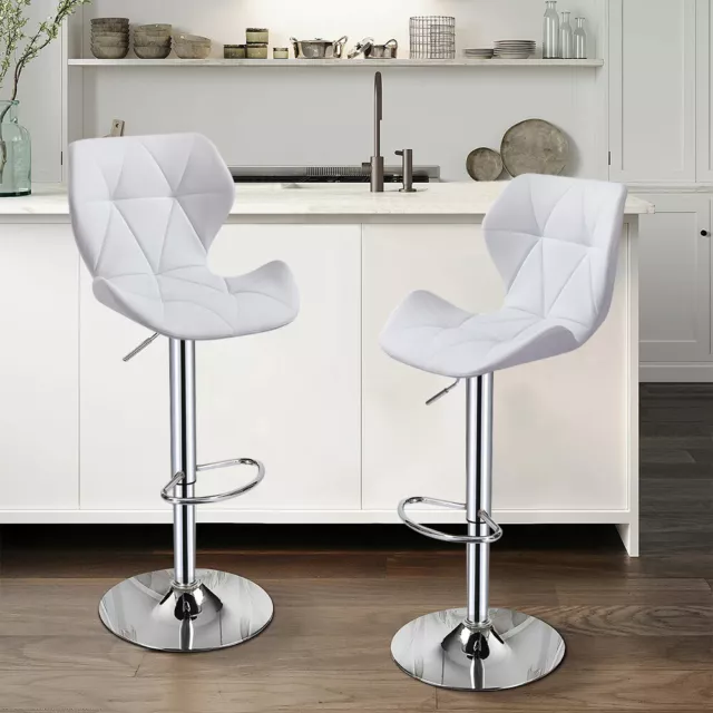 2PCS Bar Stools Kitchen Breakfast Gas Lift Swivel barstools Cafe Chair Pub Stool