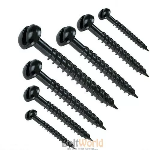 6g 8g 10g TRADITIONAL SLOT PAN ROUND HEAD BLACK JAPANNED SELF TAPING WOOD SCREWS