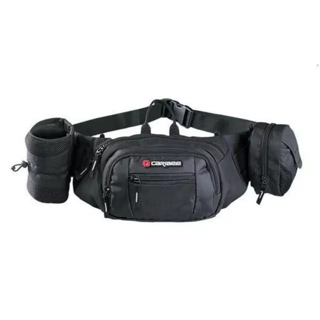 Caribee Road Runner Hydration Belt Bum Bag Water Bottle Waist Hiking Biker Black