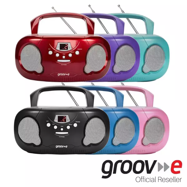 Groov-E Original Boombox Portable Cd Player With Radio Gvps733 Black Blue Red