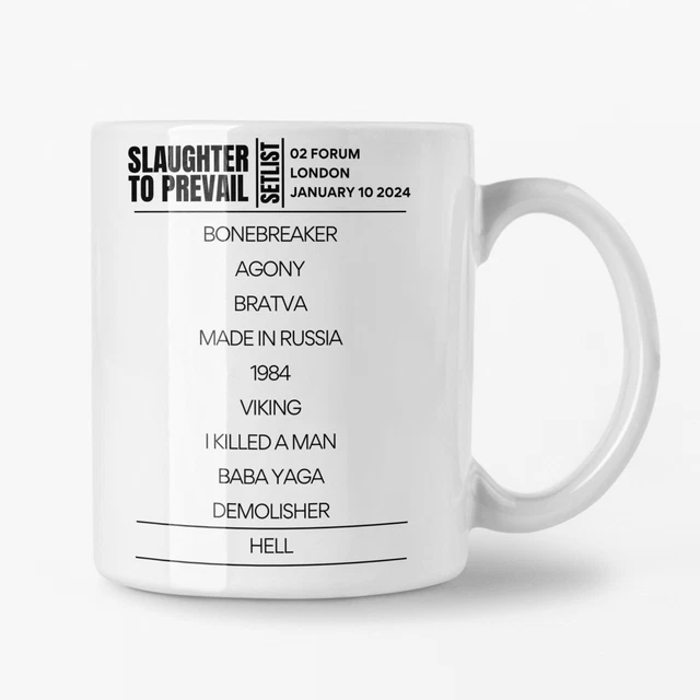 SLAUGHTER TO PREVAIL London January 10 2025 Setlist Mug 25.35 PicClick