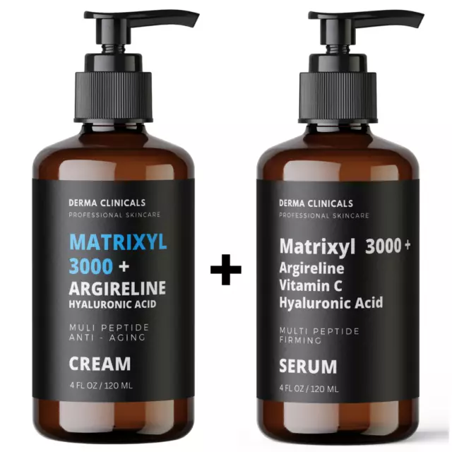 2 Pk - Matrixyl 3000, Argireline Hyaluronic Acid AntiAging Wrinkle SERUM + CREAM