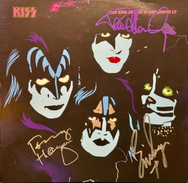 Kiss Kruise Vi Autographed Red Colored Vinyl Creatures Of The Night  - Official