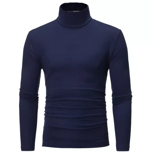 Mens Turtleneck Pullover Long Sleeve Jumper Top Warm Casual Slim T-Shirt