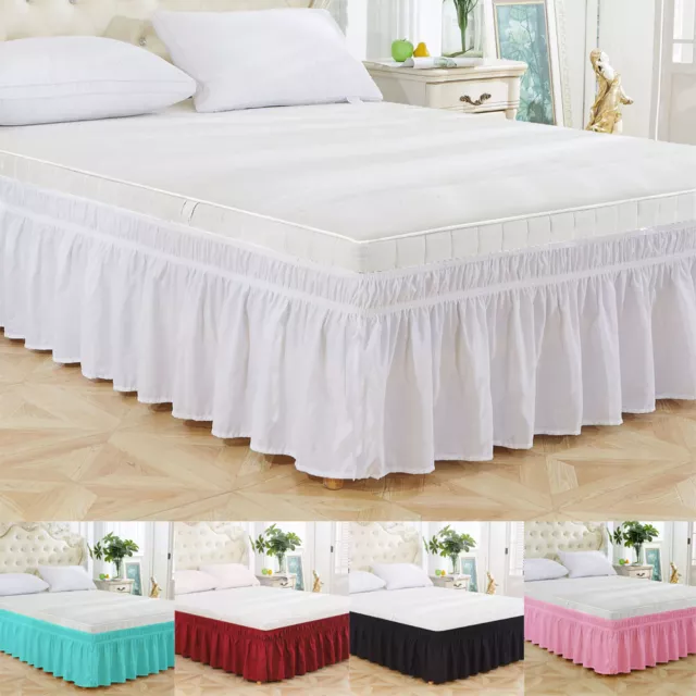 1PC Bed Skirt Solid Color Complete Dust Ruffle 15" Drop All Size & 16 Colors