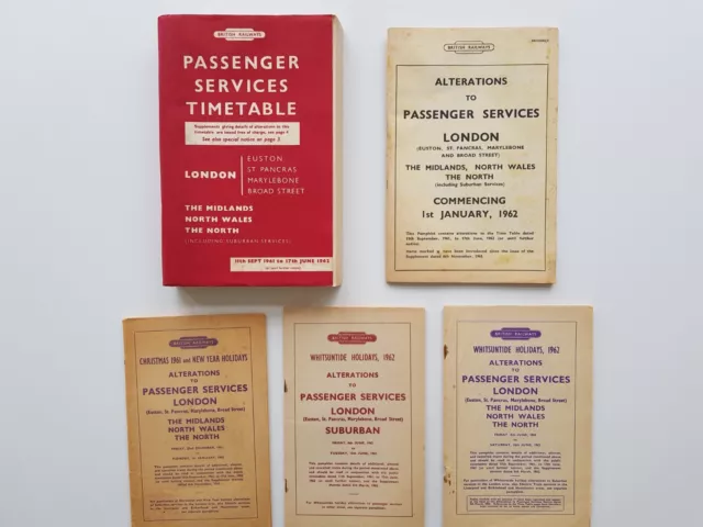 British Railways London Midland Region Passenger Timetable Sep 1961 Map and Supp