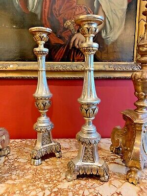Pair of Early 19th Century Italian Giltwood Altar Candleholders