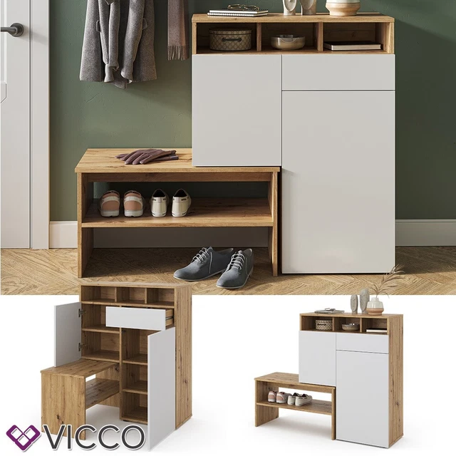 Appendiabiti Con Scarpiera E Panchina - Bianco Moderno Per Corridoio O Camera - 4 Ganci - Foto 10