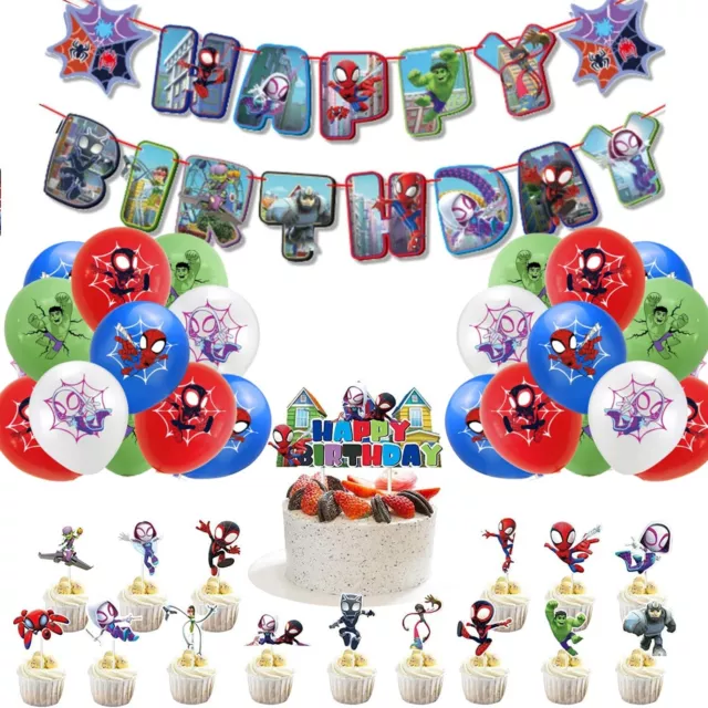 Spidey Marvel Fiesta de Cumpleaños Bandera Globos Topper Pastel Decoración Suministros Set