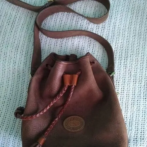Vintage Dooney & Bourke Brown Suede Leather Drawstring Bucket Bag