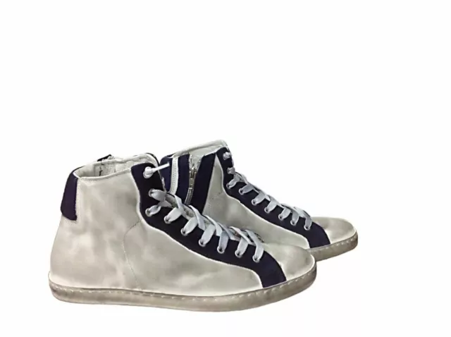 scarpe sneakers alte uomo donna pelle bianco blu sfumato Via Condotti cerniera