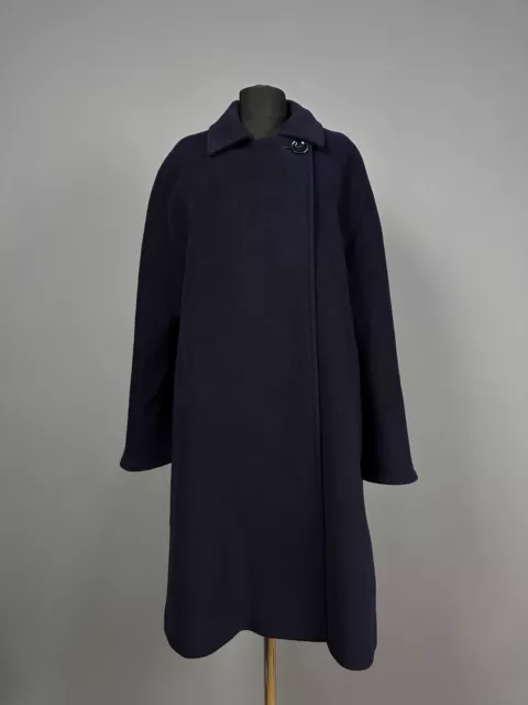 Cinzia Rocca Due Navy Blue Cashmere Wool Button Coat Jacket Sz US 12 UK 16 IT 48
