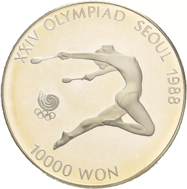 Künker: Korea, 10000 Won 1988, Olympiade Seoul, Gymnastik, Silber, PP!