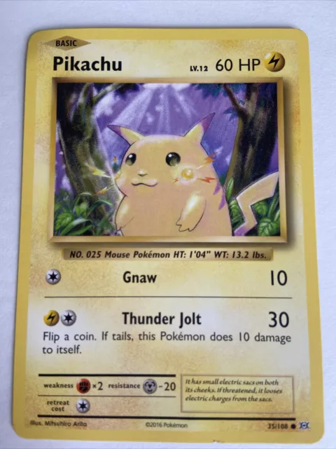 Pokemon Pikachu Gnaw Thunder Jolt Card LV.12, # 25, 35/108, 60 HP, 2016