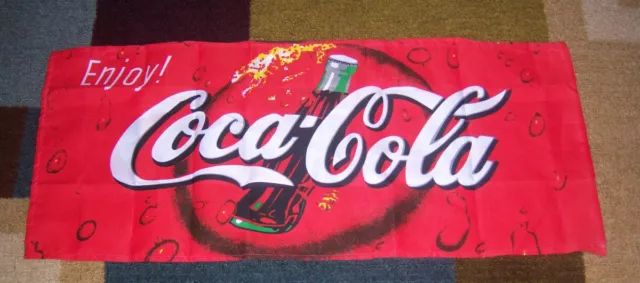 Very Rare VINTAGE Authentic ENJOY COCA-COLA/Coke FLAG/Sign/BANNER Advertising