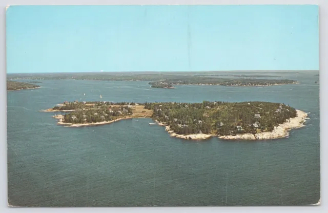 State View~Boothbay Harbor Region~Maine~Aerial View~Squirrel Island~Ocean~Vtg PC