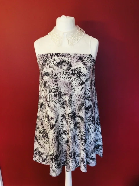 Fabulous NWT £110 Jack Wills Colbourne Dress Grey Feather Peter Pan Collar UK12