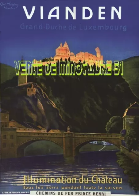 Vianden illumination du château - Luxembourg - affiche plastifiée