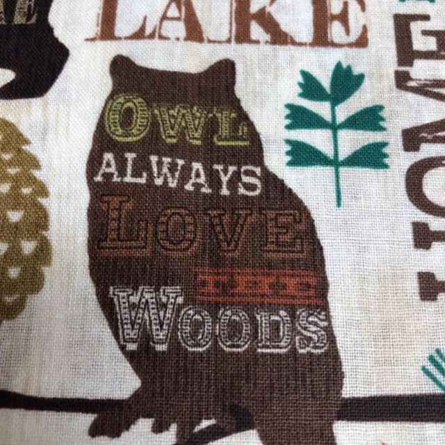 Autumn Colored Woodsy Bears Owls Deer Cotton Fabric Fat Quarter FQ Or Continuous