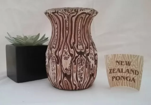 🌴New Zealand Ponga Tree Fern Vase 15cm Stunning Koru Craft NEW