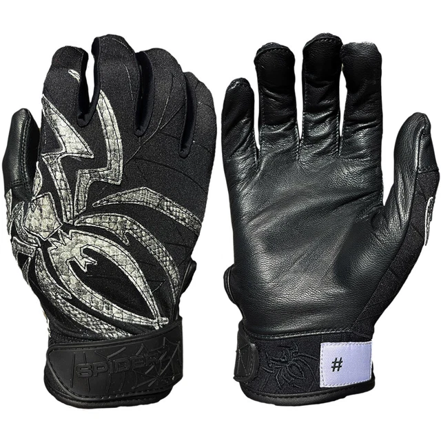 Spiderz Black Mamba Prizm Adult Baseball/Softball Batting Gloves - Black - Large