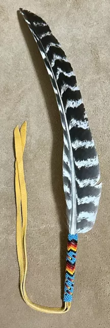 Native American Lakota Sioux Beaded Feather.