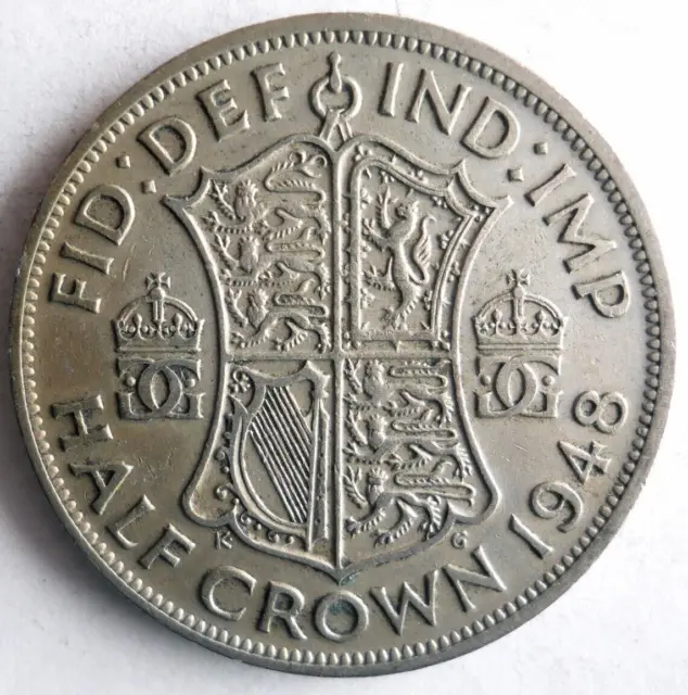 1948 GREAT BRITAIN HALF CROWN - Excellent Coin - FREE SHIP - Bin #704
