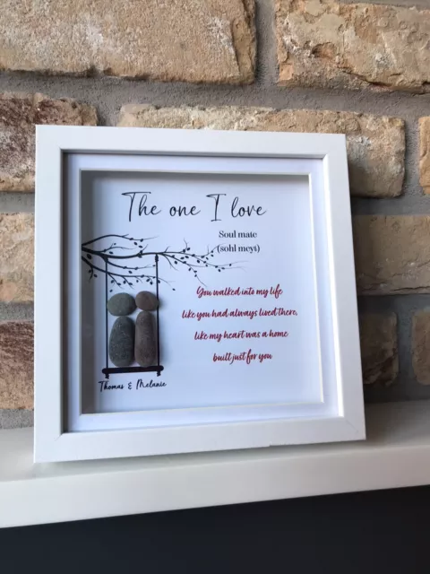 Personalised The One I Love pebble frame, Couple gift frame,Valentine’s gift him