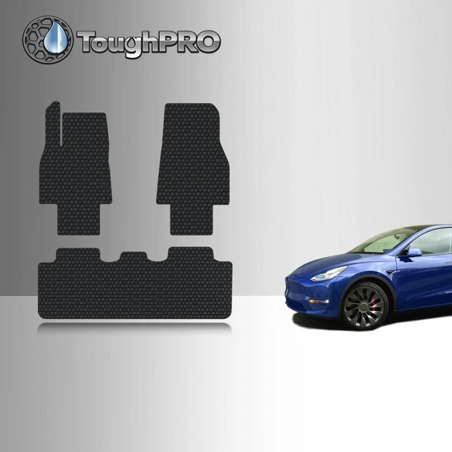TOUGHPRO FLOOR MATS Black Rubber For Tesla Model Y Long Range 7 Seater