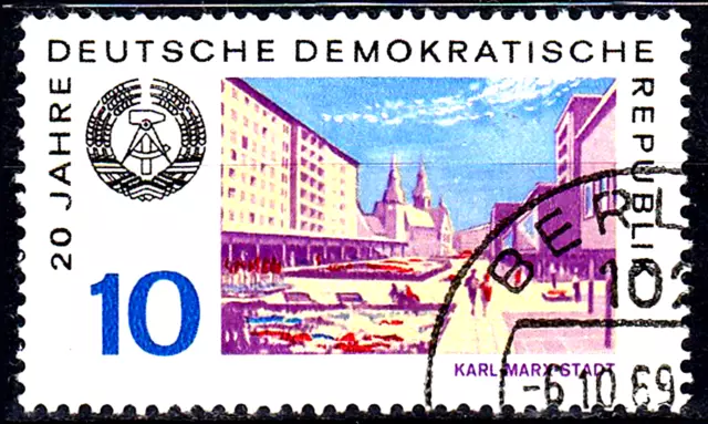 Deutschland DDR gestempelt in Berlin Architektur Bauwerk Karl Marx Stadt / 3624